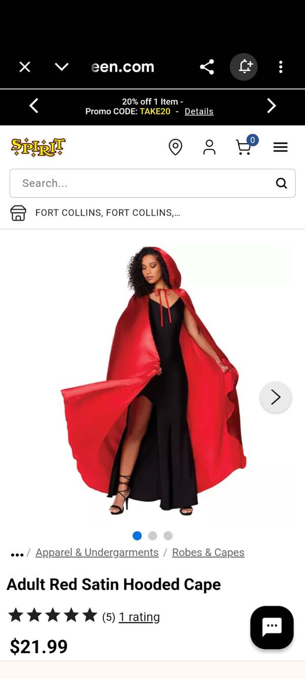 Spirit Halloween Red Satin Hooded Cape Size S